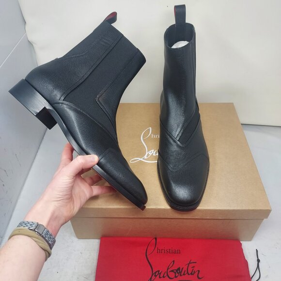 Christian Louboutin MENS Black Boabi Leather Chelsea Boot - Picture 1 of 10
